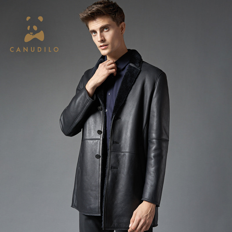 CANUDILO/卡奴迪路 真皮皮衣男士皮毛一体保暖皮夹克