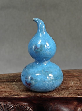 钧瓷名家陈奎峰纯手工玉石釉窑变精品手把件葫芦原矿釉家居摆件