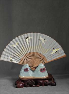 钧瓷手工天青点紫斑定制精品见山扇架笔架摆件原矿釉色家居摆件