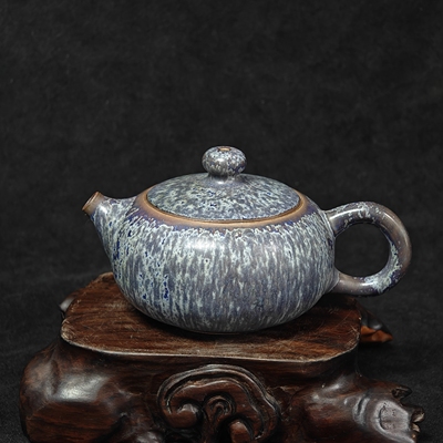 钧瓷名家百年郗家纯手工炭烧窑变精品西施壶茶壶原矿中式复古茶具