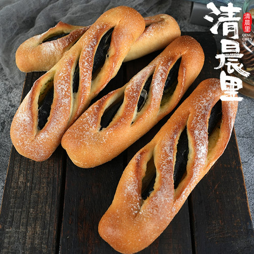清晨里 墨鱼肠蒜香味软法棍无油无蔗糖法式面包短法棒早代餐糕点 - 封面