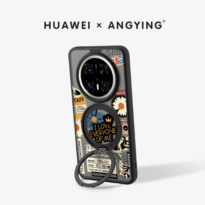 ANGYING × INS便签适用华为mate60pro手机壳磁吸支点壳新款mete70带支架Fo5全包潮牌mt60por+高级个性保护套