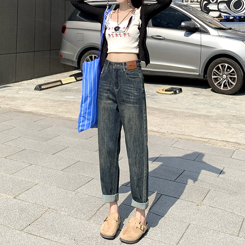 哈伦牛仔裤女2024春季新款大牛仔裤