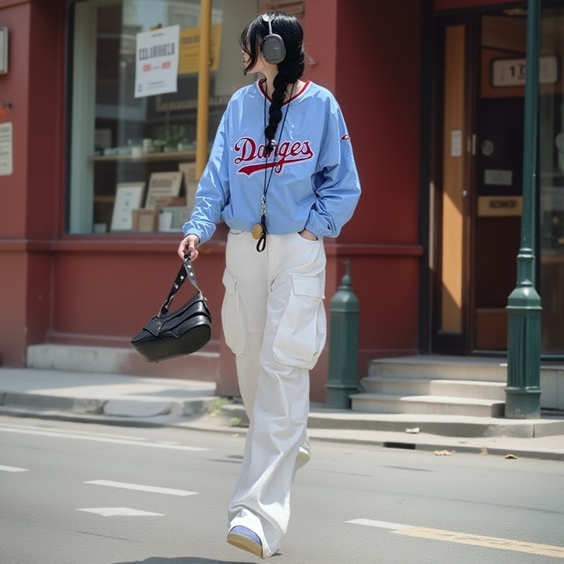 24th Blokette！穿搭辣妹直筒多口袋工装裤女百搭直筒阔腿牛仔裤