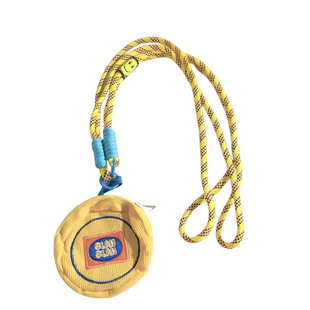 创意ins立体黄色圆形收纳零钱包编织短款手绳斜跨长绳适用于通用手机壳包包配饰钥匙扣挂饰便携挂脖女款手环