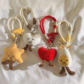 萌系卡通公仔爱心小人手机壳编织短款 包包汽车钥匙扣耳机挂链便携手环 手工挂绳手提防丢手机挂链趣味可爱女款
