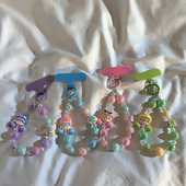 小清新diy可爱串珠手链挂件适用手机壳短款 手机配饰手提手拎防丢防摔钥匙扣耳机套挂绳便携腕带手环韩风女款