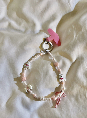 可爱卡通西高地手工串珠手链手机挂链ccd拍立得挂件耳机套挂绳链条百搭ins日韩女款手机链ccd相机便携挂绳B67