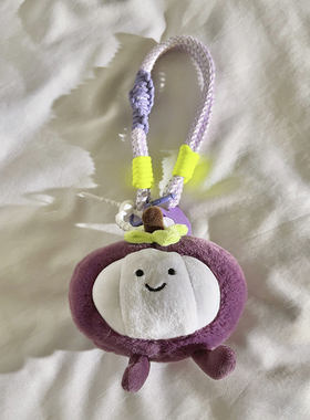 网红爆款毛绒山竹大公仔紫色螺旋纹短绳腕带手绳适用于手机壳通用学生书包挂饰ccd钥匙扣便携手环趣味可爱女