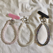 简约ins手工镭射珠珠双扣手环链条适用于手机壳防丢防摔手提手拎钥匙扣挂链手机挂绳便携腕带小清新手机手链