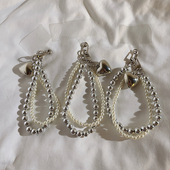 高颜值银色珠珠银扣编织手工手链适用于通用手机壳手提手拎防丢防摔便携腕带手环网红ins轻奢女款 挂绳215 短款