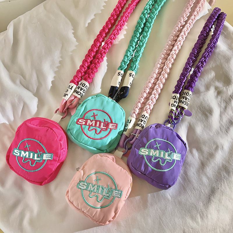 创意个性立体SMIL表情包挂件编织尼龙斜跨长绳适用于手机壳挂绳趣味ins可爱收纳蓝牙耳机钥匙ccd户外便携侧背