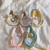 日韩diy卡通兔头挂件编织尼龙手工挂绳适用于手机壳结实耐用短款 腕带手环钥匙扣耳机套ins可爱少女心便携挂饰