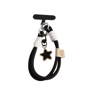 韩风ins立体吊坠挂件白边黑星星编织尼龙挂绳适用于手机壳短款腕带手环钥匙扣耳机套便携挂饰百搭手提防摔女