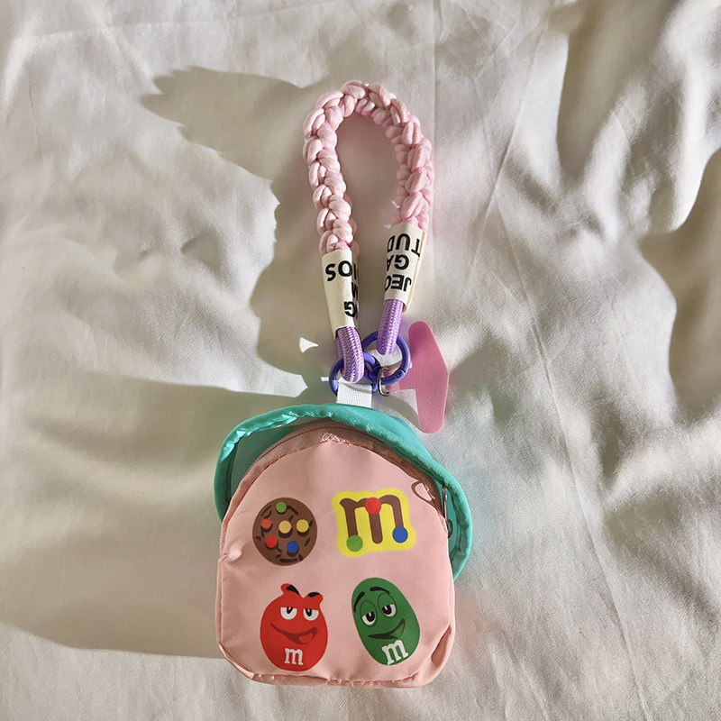 卡通可爱M豆饼干包挂件编织尼龙短款手绳适用于手机壳挂绳多功能ccd相机钥匙学生背包钥匙收纳袋便携腕带女款,3C数码配件,手机挂件/手机链,淘宝优惠券,粉丝福利购,淘宝优惠卷