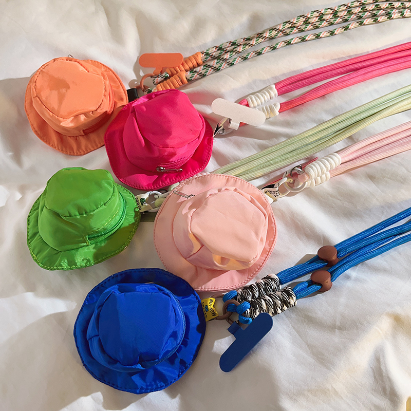 多巴胺立体帽子包编织尼龙长绳适用于手机壳DIY创意手机挂饰防丢防摔便携侧背挂脖百搭ins男女款潮流个性挂绳