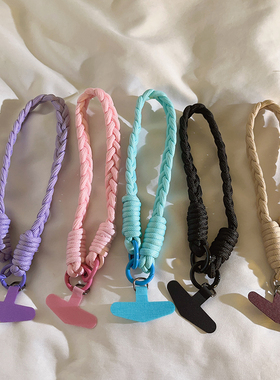 简约ins小众编织麻花短款尼龙挂绳适用于通用手机壳百搭创意CCD相机挂链汽车钥匙扣耳机套结实耐用便携男女款
