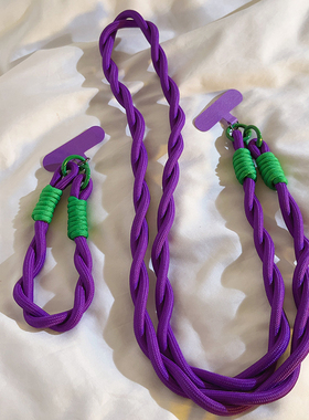 简约ins潮流个性暗紫编织斜跨长绳适用于手机壳DIY短款腕带挂绳百搭创意手机挂饰CCD相机拍立得挂件便携腕带