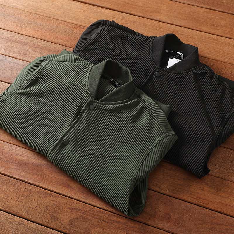 马德里整单 肌理条纹工艺 线下598 男士时尚休闲棒球领外套夹克