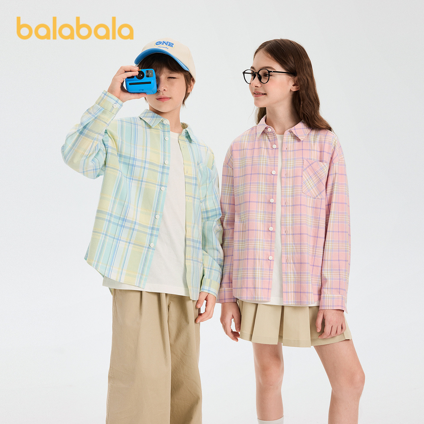 巴拉巴拉balaOne长袖衬衫格纹潮