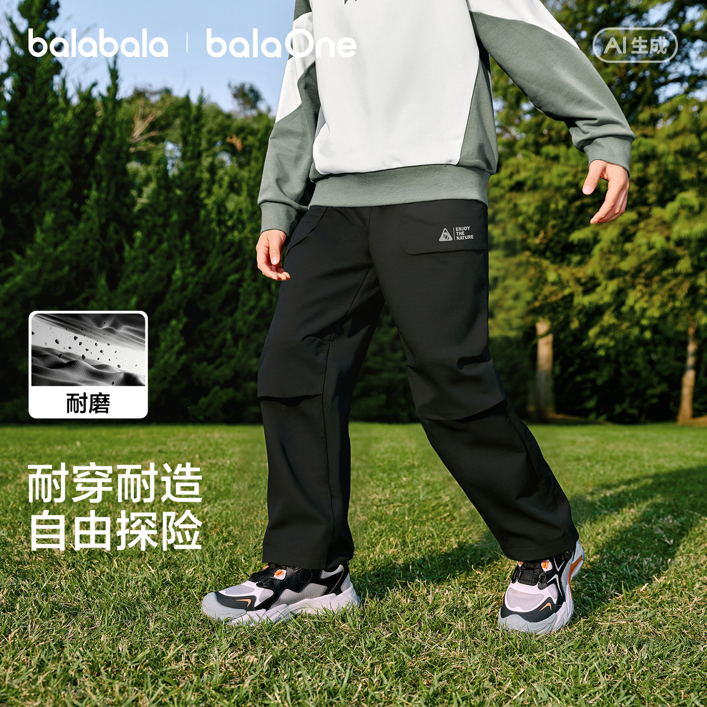 巴拉巴拉童装儿童裤子男童2026春装新款女童耐磨户外运动长裤潮