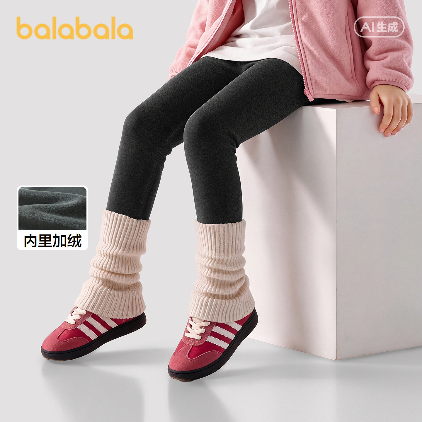 巴拉巴拉balaOne女童加绒打底裤