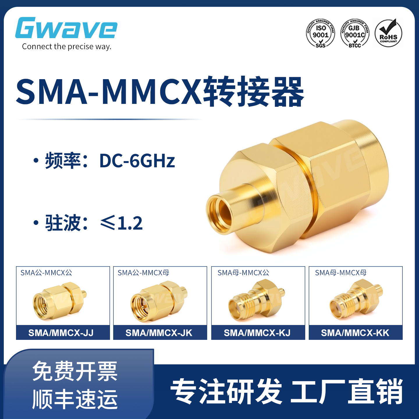 谷波SMA-MMCX转接器6G