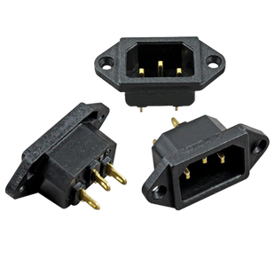 电锅电源插座品字形插座黑色铜脚三孔座 耳座 多电器通用