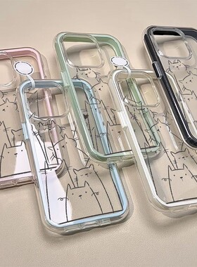 满屏线条猫咪适用于vivoy37pro手机壳y200/y100/y77防摔y76s/y51s/y36二合一s18/s19/s20高级感IQOOz9x保护套