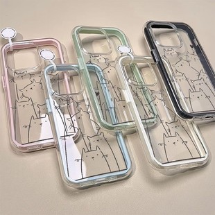 满屏线条猫咪适用于vivoy37pro手机壳y200/y100/y77防摔y76s/y51s/y36二合一s18/s19/s20高级感IQOOz9x保护套