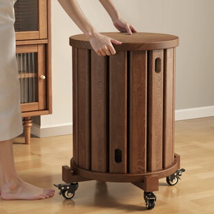 实木客厅餐桌收纳叠叠板凳中古风家用高级轻奢组合可移动茶几板凳