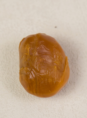 清代田黄石雕兰花把件古玩古董收藏真品天然田黄石雕手把件38.1g