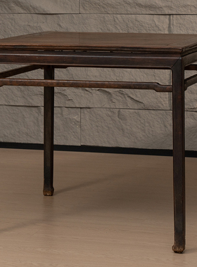 明代黄花梨束腰罗锅枨马蹄腿八仙桌明式家具收藏海南黄花梨文方桌