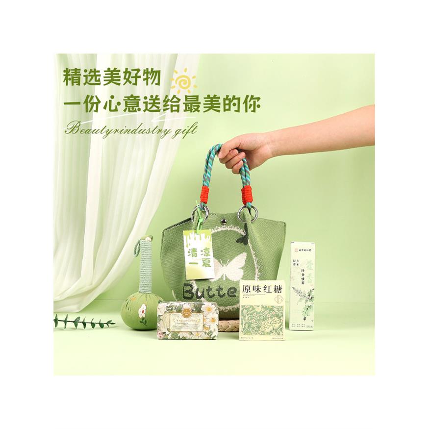 2026新款创意清凉一夏开业伴手礼植物系针织大容量手提袋礼品套装