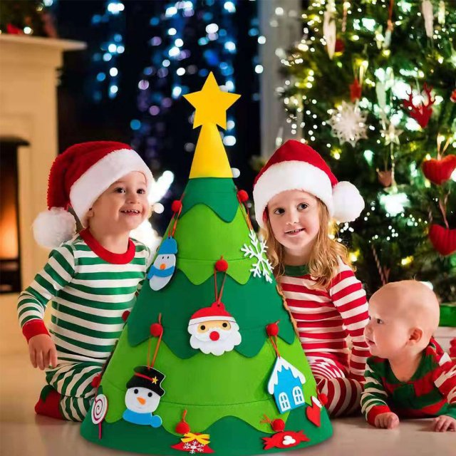 diy felt christmas tree kids wall detachable xmas toy set de