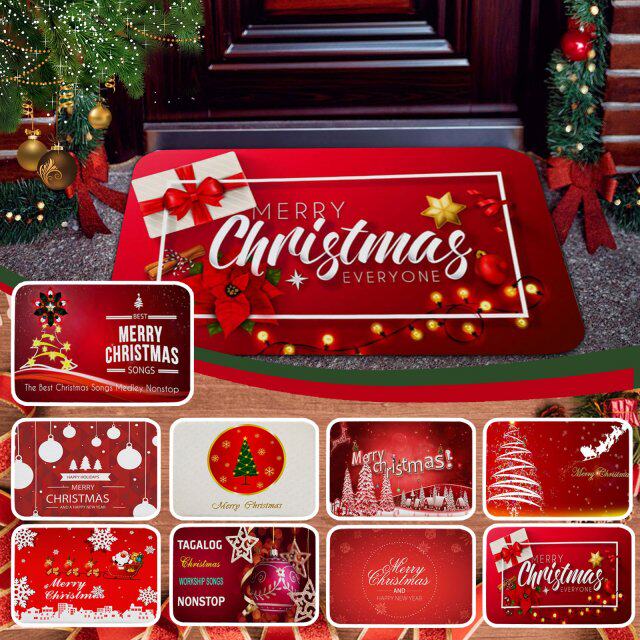 christmas elk santa claus non-slip door mat indoor/outdoor r