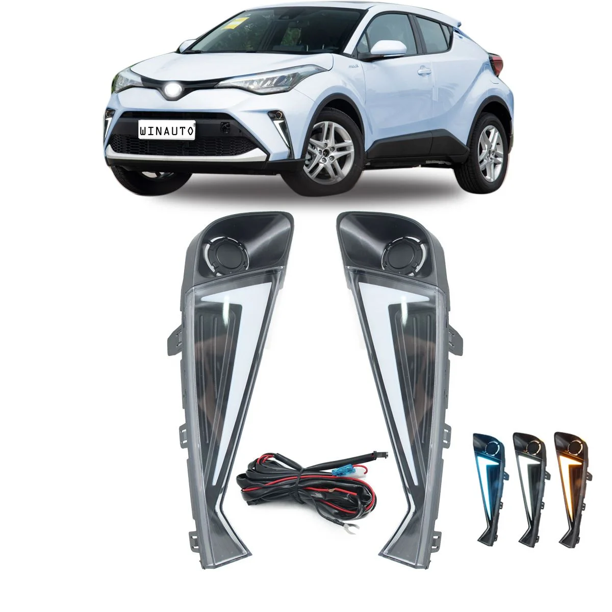 适用CHR C-HR 2021-23日间行车灯带流光转向三色导光跨境热