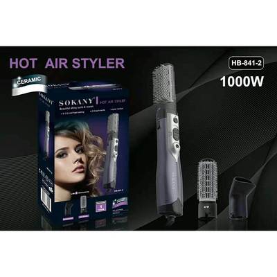 外贸SOKANY841-2热风梳美发梳二合一卷发棒风梳 Hot Air Styler