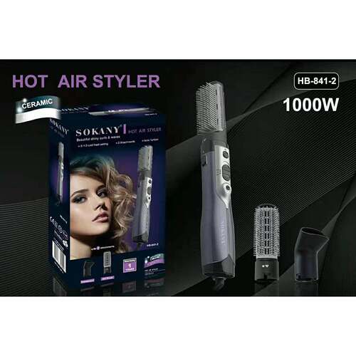 外贸SOKANY841-2热风梳美发梳二合一卷发棒风梳 Hot Air Styler