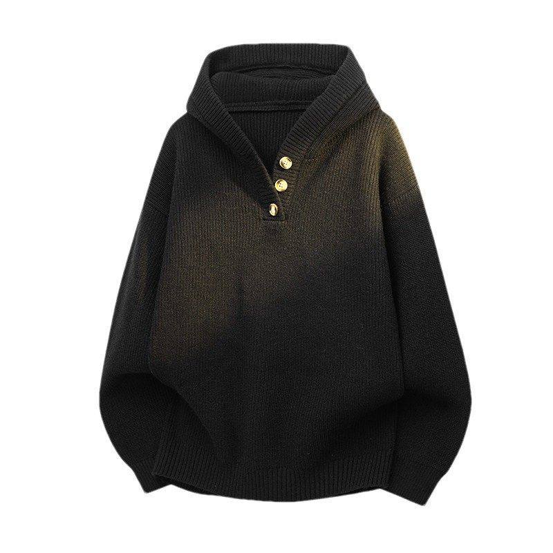 半开襟毛衣男春秋新款连帽套头针织衫男美式毛线衣高级感纯色上衣,男装,针织衫/毛衣,淘宝优惠券,粉丝福利购,淘宝优惠卷