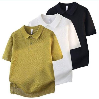 2026夏季新款高级修身男士polo衫多颜色休闲白色针织衫上衣翻领短