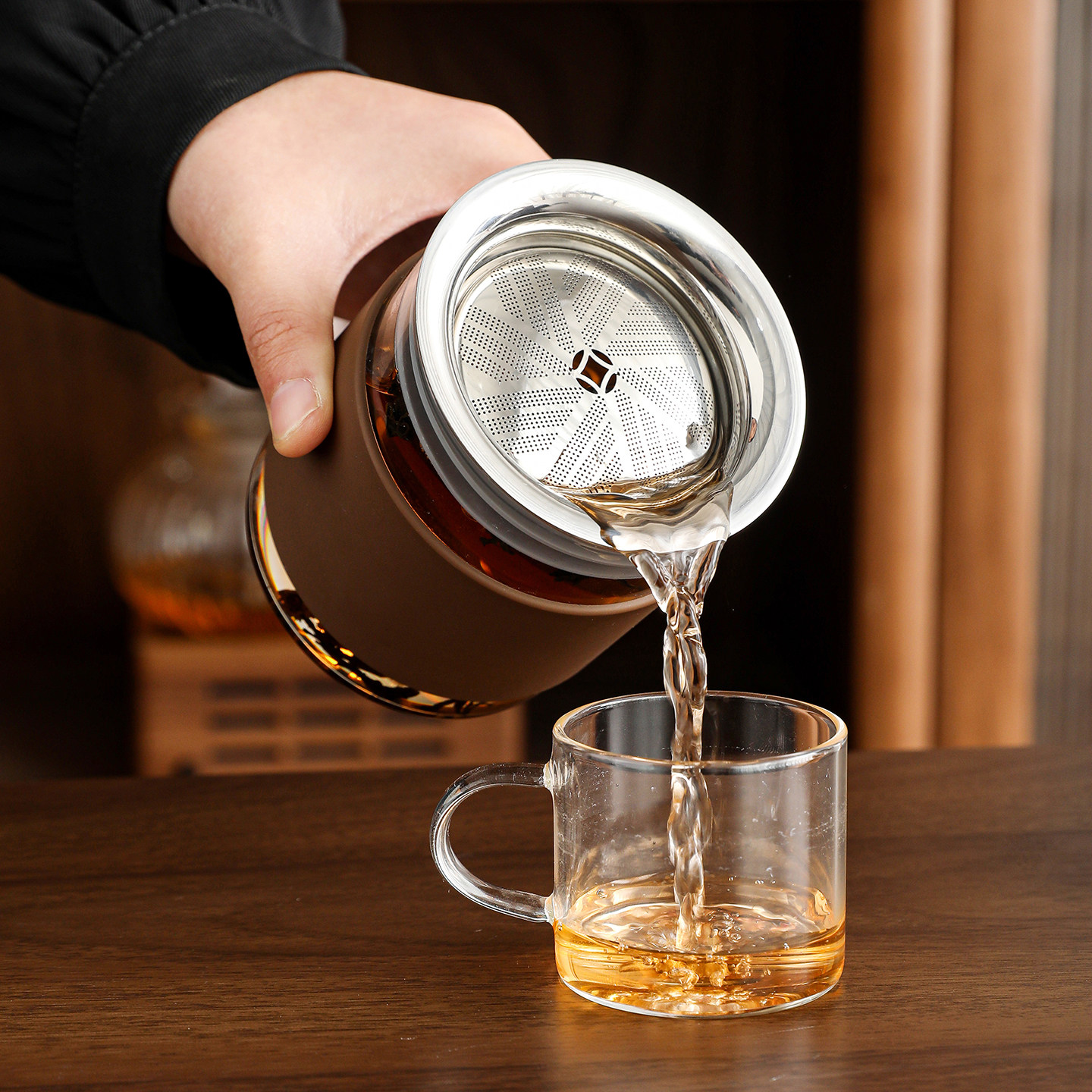 玻璃杯子泡茶器不锈钢过滤网茶具配件一人饮水杯盖茶漏器茶杯通用