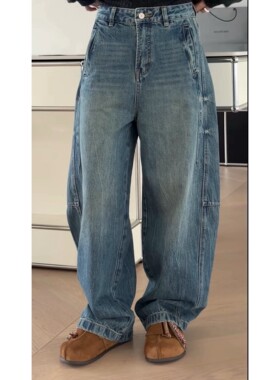 秒发诗歌兰95136美式嘻哈街头弯刀裤显瘦牛仔裤女百搭26早春新款