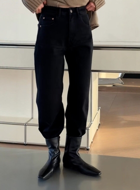 现货主推诗歌兰15083字母牛仔烟管裤抓毛高弹百搭2025冬季新款