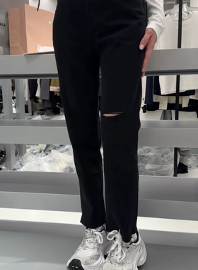 热卖 诗歌兰女装 2025年夏季95166破洞烟管牛仔裤 修饰腿型欧韩