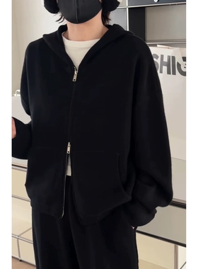 秒发诗歌兰63152休闲慵懒潮流拉链羊毛开衫连帽毛衣女25年冬季新