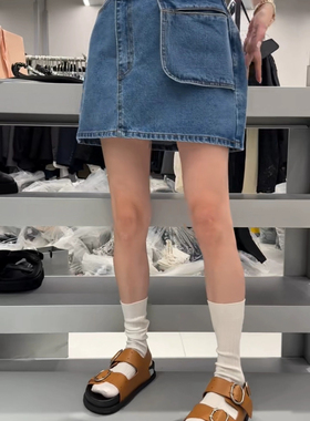 12915诗歌兰正品韩货2014夏季短裙设计感口袋复古牛仔优雅女