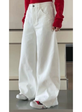 诗歌兰女装2026春款 55017休闲个性街头风破洞裤毛边牛仔裤女