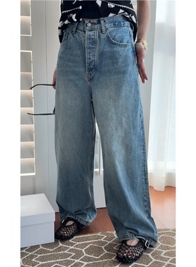 秒发2025春季爆款 诗歌兰15536时尚气质水洗蓝色洋气直筒牛仔裤女