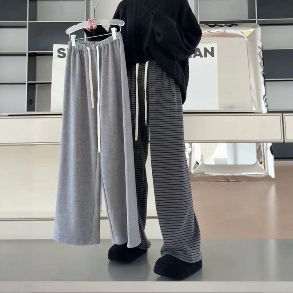秒发诗歌兰2586-1慵懒温柔百搭松紧腰毛巾料加绒卫裤女正品2025冬